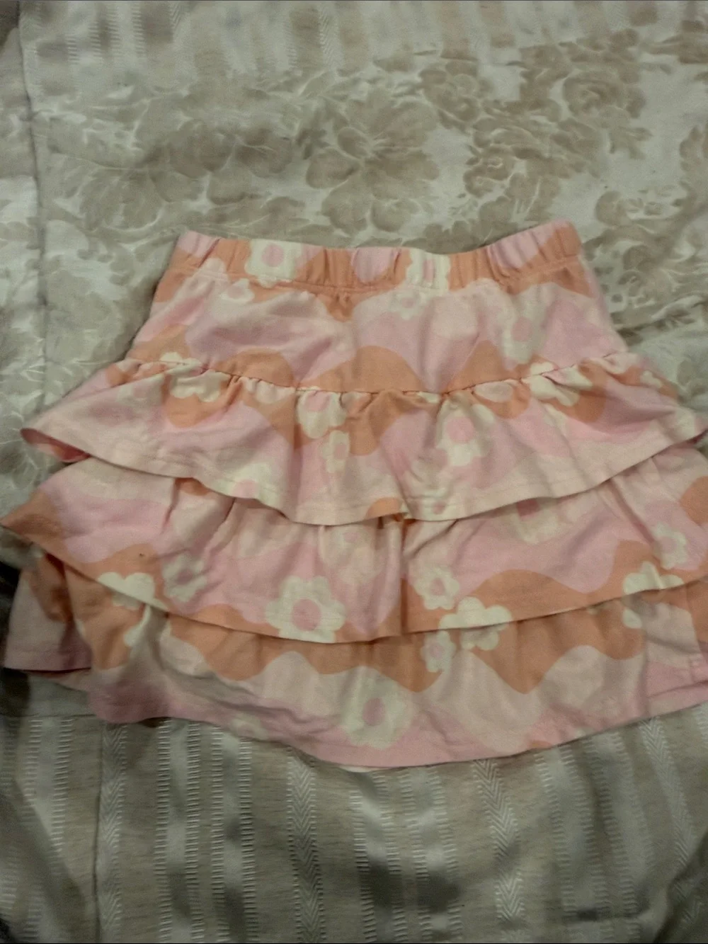 Ruffled Floral Skirt - Pink Peach